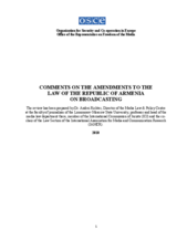 Comments on the amendments to the Law of the Republic of Armenia on Broadcasting Comments on the amendments to the Law of the Republic of Armenia on Broadcasting