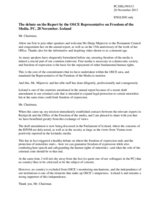 Statement by the Delegation of Iceland in response to the report by the OSCE Representative on Freedom of the Media, Ms. Dunja Mijatović