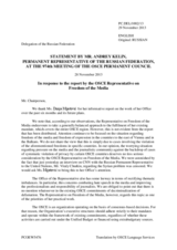 Statement by the Delegation of the Russian Federation in response to the report by the OSCE Representative on Freedom of the Media, Ms. Dunja Mijatović