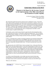 Statement by the Delegation of the United States in response to the presentation by the Secretary General of the Annual Evaluation Report on the Implementation of the 2004 OSCE Action Plan for the Promotion of Gender Equality