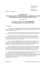 Statement by the Delegation of Uzbekistan in response to the report by the OSCE Representative on Freedom of the Media, Ms. Dunja Mijatović