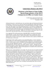 Statement by the Delegation of the United States in response to the report by the Special Representative of the Chairperson-in-Office on Gender Issues, Ms. June Zeitlin