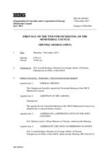 Journal of the First Day of the 20th Ministerial Council