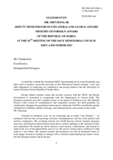 Statement by H.E. Mr. Shin Dong-Ik, Deputy Ministeer for Foreign Affairs