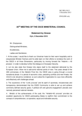 Statement by H.E. Mr. Panagiotis Stournaras, Director of the OSCE Department of the Ministry of Foreign Affairs