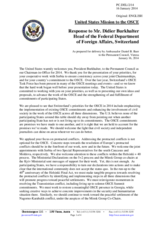 Statement by the Delegation of the United States in response to the address by the Chairperson-in-Office of the OSCE, H.E. Didier Burkhalter, President of the Swiss Confederation and Head of the Swiss Federal Department of Foreign Affairs
