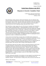 Statement by the Delegation of the United States in response to the report by the Chairperson of the Security Committee, Ambassador Dominic Schroeder