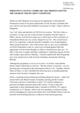 Report by the Chairperson of the Security Committee, Ambassador Dominic Schroeder