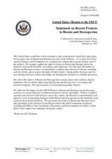 Statement by the Delegation of the United States on the situation in Bosnia and Herzegovina