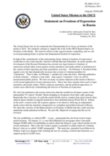 Statement by the Delegation of the United States on the freedom of the media in the Russian Federation