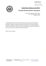Statement by the Delegation of the United States on the signing of the State Border Treaty and the Maritime Border Treaty between Estonia and the Russian Federation