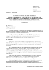 Address by the Deputy Chairman of the Cabinet of Ministers and Minister for Foreign Affairs of Turkmenistan, H.E. Rashid Meredov