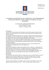Statement by the Delegation of Norway in response to the address by the Commissioner for Human Rights of the Council of Europe, H.E. Nils Muižnieks