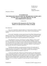 Statement by the Delegation of Belarus in response to the address by the Minister of Youth and Social Welfare of Albania, H.E. Erion Veliaj 