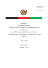 Address by the Minister of Counter Narcotics of the Islamic Republic of Afghanistan, H.E. Mobarez Rashidi