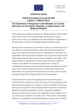 Statement by the Greek Presidency of the Council of the EU in response to the address by the Minister of Counter Narcotics of the Islamic Republic of Afghanistan, H.E. Mobarez Rashidi