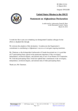 Statement by the Delegation of the United States on the Permanent Council declaration on the upcoming elections in Afghanistan