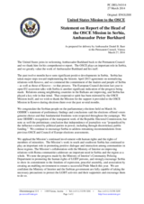 Statement by the Delegation of the United States in response to the report by the Head of the OSCE Mission to Serbia, Ambassador Peter Burkhard