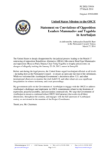 Statement by the Delegation of the United States on the case of Mr. I. Mammadov and Mr. T. Yaqublu in Azerbaijan