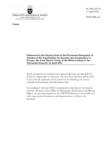 Statement by the Delegation of Sweden on the general, regional and local elections to be held in Sweden on 14 September 2014