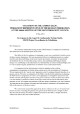 Statement by the Delegation of the Russian Federation in response to the report by the OSCE Project Co-ordinator in Uzbekistan, Ambassador György Szabó