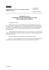 Decision on the Extension of the Appointment of the OSCE Secretary General