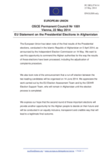 Statement by the Greek Presidency of the Council of the EU on the presidential elections in Afghanistan, held on 5 April 2014