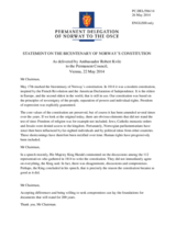 Statement by the Delegation of Norway on the Bicentenary of Norway’s Constitution, observed on 17 May 2014