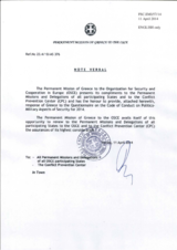 Response by the Delegation of Greece to the Questionnaire on the Code of Conduct on Politico-Military Aspects of Security