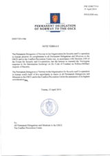 Response by the Delegation of Norway to the Questionnaire on the Code of Conduct on Politico-Military Aspects of Security