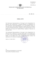 Response by the Delegation of Portugal to the Questionnaire on the Code of Conduct on Politico-Military Aspects of Security