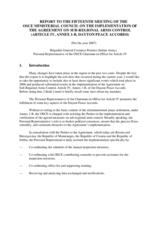 Report to the Fifteenth Meeting of the OSCE Ministerial Council on the implementation of the Agreement on Sub-Regional Arms Control (Article IV, Annex 1-B, Dayton Peace Accords), 2007