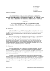 Statement by the Delegation of Germany on the address by the President of the OSCE Court of Conciliation and Arbitration, Mr. Christian Tomuschat
