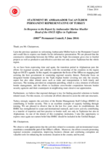 Statement by the Delegation of Turkey on the report by the Head of the OSCE Office in Tajikistan, Ambassador Markus Müller