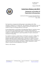 Statement by the Delegation of the United States on the freedom of expression in Kyrgyzstan