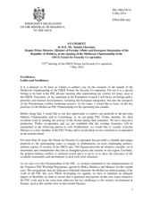 Opening statement of the Moldovan FSC Chairmanship by the Deputy Prime Minister, Minister for Foreign Affairs and European Integration of Moldova, H.E. Natalia Gherman