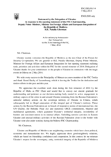 Statement by the Delegation of Ukraine in response to the opening statement of the Moldovan FSC Chairmanship by the Deputy Prime Minister, Minister for Foreign Affairs and European Integration of Moldova, H.E. Natalia Gherman