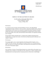 Statement by the Delegation of Norway on the presidential elections in Ukraine, held on 25 May 2014