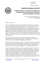 Statement by the Delegation of the United States on the ongoing violations of OSCE principles and commitments by the Russian Federation and the situation in Ukraine