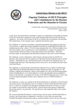Statement by the Delegation of the United States on the ongoing violations of OSCE principles and commitments by the Russian Federation and the situation in Ukraine