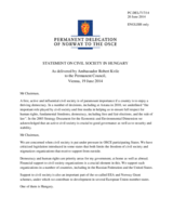 Statement by the Delegation of Norway on the intimidation of civil society and the media in Hungary