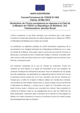 Déclaration de l’Union européenne en réponse à la Chef de la Mission de l’OSCE en République de Moldavie, S.E. l’Ambassadrice Jennifer Brush