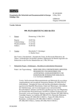 Journal der 999. Plenarsitzung des Ständigen Rates 