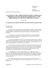 Statement by the Delegation of the Russian Federation in response to the presentation by the Secretary General of the Annual Evaluation Report on the Implementation of the 2004 OSCE Action Plan for the Promotion of Gender Equality