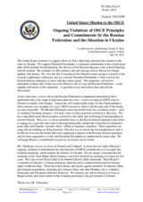 Statement by the Delegation of the United States of America on the ongoing violations of OSCE principles and commitments by the Russian Federation and the situation in Ukraine