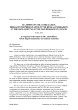 Statement by the Delegation of the Russian Federation in response to the report by the High Commissioner on National Minorities, Ms. Astrid Thors
