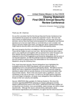 Closing statement by Ambassador Stephan M. Minikes, US Mission to the OSCE