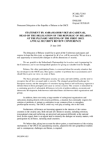 Opening statement by Ambassador Viktar Gaisenak, Head of the Belarus Delegation