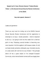 Keynote speech by Dr. Kass, Director-General Federal Border Police, Germany