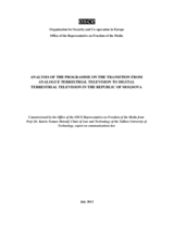 Analysis of the Programme on the Transition from Analogue Terrestrial Television to Digital Terrestrial Television in the Republic of Moldova Analysis of the Programme on the Transition from Analogue Terrestrial Television to Digital Terrestrial Television in the Republic of Moldova